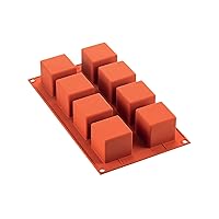 Silikomart Silicone Cube Cake Mould, 50 x 50mm, Terracotta