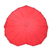 Forever Love Parasol Lace heart-shaped red umbrella Girls Umbrella for Valentine, Wedding, Engagement and Photo Props (Red)