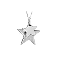 Tuscany Silver Women's Sterling Silver Small Double Star Pendant on Curb Chain of 46 cm/18 inch