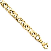 14k Gold Polished Mens Curb Link Bracelet 8.5 Inch Measures 8.85mm Wide Jewelry for Men