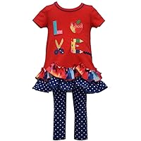 Bonnie Jean Baby Girls 2T-6X Back to School Supply Mixed-Media Tunic Dotted Leggings Set