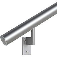 4ft Flush Handrail Kit - Silver - Complete Indoor/Outdoor Handrail for Stairs - 1.6