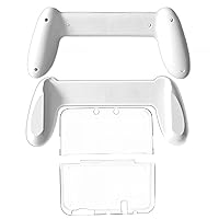 White New3DSXL Extra Gaming Handle Hand Grips + Crystal Protective Shell, for New 3DS New3DS XL/LL 3DSXL 3DLL Handheld Console, Lightweight Prosthetics Holder + Special Split Type Clear Case