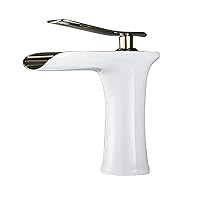 Waterfall Bathroom Faucet Antique Brass,Antique Brass Waterfall Bathroom Basin Faucets,Bathroom Faucets for Sink 1 Hole Retro,Bathroom Sink Faucet Retro,White C