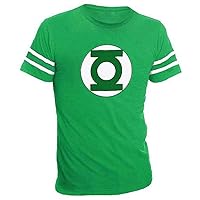 Green Lantern The Logo with Striped Sleeves Green Adult T-Shirt Tee (Adult XX-Large)