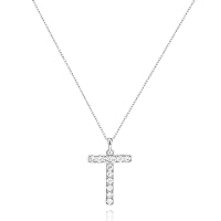Tarsus Initial Cubic Zirconia Necklace Jewelry Gifts for Girlfriend Women Adjustable Chain 18