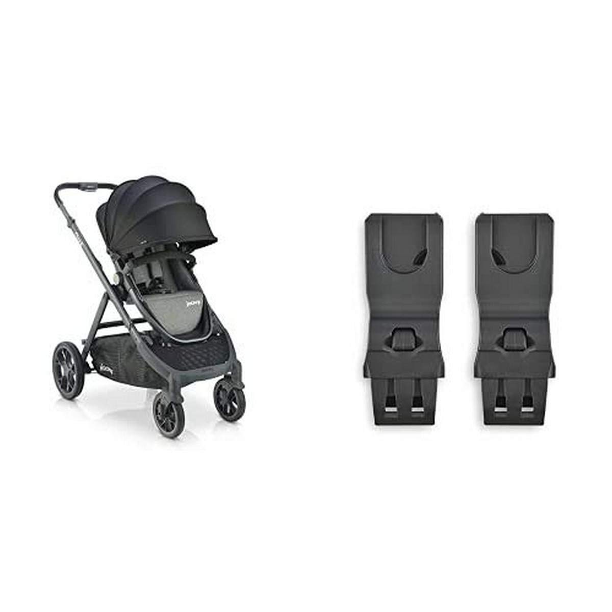 Joovy Qool Single Stroller with Maxi COSI/Cybex/Nuna Car Seat Adapter, Standard Stroller, Travel System, Grey Melange