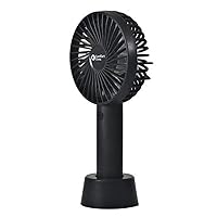 Comfort Zone Personal Handheld Rechargeable Fan, 4 inch, 3 Speed, Lithium Ion Battery, Micro USB Cable, Powerful, Mini Hand Fan, Ideal for Home, Bedroom & Office, CZPF402BK