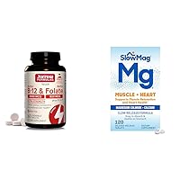 Ultra Strength Methyl B-12 5000 mcg & Methyl Folate 800 mcg + P-5-P & SlowMag Muscle + Heart Magnesium Chloride with Calcium Supplement to Support Muscle Relaxation