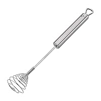 Stainless Steel Parma Push Whisk, Hand Whisk for Eggs, Batter, and Dough, Metal Whisk for Kitchen Use, 11 Inches