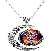 Religion Jewelry Shiva Shiva Glass Art photo Moon Necklace Man Woman Jewelry as Gifts