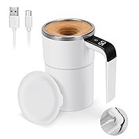 Self Stirring Mug, Auto Magnetic Coffee Mug with LED Display Temperature, Rechargeable Automatic Stirring Mug, 12oz Self Mixing Cup with Lid To Stir Coffee Mixed Milk at Desk Use