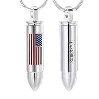 Cremation Jewelry for Ashes American Flag Bullet Urn Necklaces for Human for Loved Ones Women Men's Memorial Necklace Jewelry