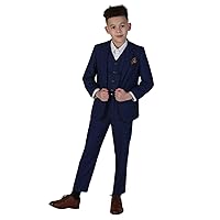 TruClothing.com Boys Blue Brown Check 3 Piece Suit Wedding Prince of Wales