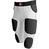 Cramer Hurricane 7 Pad Football Girdle, with Thigh, Hip and Tailbone Pads, Football Pants with Foam Padding for Extra Protection, Football Practice Gear with Intergrated Girdle, White, Small