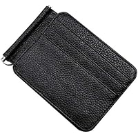 Wallet for Men Men's Leather Wallet Showtime Layer Cowhide Multi-function Wallet Leather Poor Section Of The US Dollar Clip (Color : Black, Size : S)