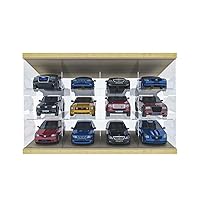 Wall Mounted Racing Toy Storage Box, Wooden Stackable Wall Alloy Racing Display Cabinet - Great for Toy Figures and Diecast Cars, Fits 1:64 Toy Car Display Box(1:64 Multi-Grid Display Box)