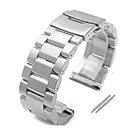 Heavy Thick 5.5mm Solid Stainless Steel Brushed Metal Watch Band Strap Buckle Clasp 22mm-26mm