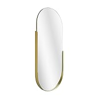 Head West Partial Thin Gold Raised Lip Metal Framed Capsule Accent Mirror, Vanity Mirror, Rectangle Mirrors, Wall Mount Mirrors, Decorative Accent Mirrors, Living Room Mirrors - 14
