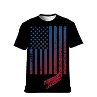 Unisex USA American Novelty T-Shirt Colors-Graphic Classic-Casual Crewneck Funny: Fashion 3D Lightweight Shirts Bodybuilding