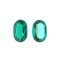 0.80-0.98 Cts of 6x4 mm AAA Oval Lab Created Emerald (2 pcs) Loose Gemstones