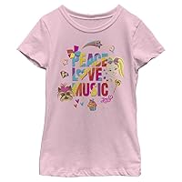 JoJo Siwa Girl's Peace Love Music Sticker Mash T-Shirt, Pink, X-Large