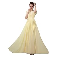 Yellow Bateau Neckline Half Sleeves Dress With Petal And Beading Detail