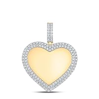 The Diamond Deal 10kt Yellow Gold Mens Round Diamond Heart Memory Charm Pendant 2 Cttw