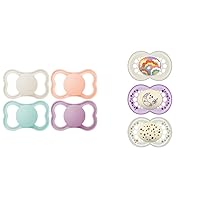 MAM Air Matte Pacifiers, for Sensitive Skin, Best Pacifier for Breastfed Babies, Girl & Original Day & Night Baby Pacifier, Nipple Shape Helps Promote Healthy Oral Development, Glows in The Dark