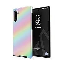Compatible with Samsung Galaxy Note 10 Case Pastel Rainbow Unicorn Colors Ombre Holographic Tie Dye Pale Kawaii Aesthetic Heavy Duty Shockproof Dual Layer Hard Shell +Silicone Protective Cover