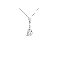 The Diamond Deal 18kt White Gold Womens Necklace Suspended Pear-shaped Cluster VS Diamond Pendant 0.87 Cttw (16 in, 2 in ext.)