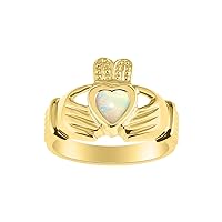 Rylos Rings 14K Gold Plated Silver Claddah Love, Loyalty & Friendship Heart 6MM Gem Irish Wedding Band Claddagh Rings Birthstone Jewelry for Women Sterling Silver Rings for Women & Men Size 5-13