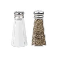 (Set of 2) Salt and Pepper Shakers, 3 oz., Paneled Glass Salt and Pepper Shaker with Stainless Steel Mushroom Top
