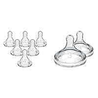 Dr. Brown's Level 4 Fast Flow Narrow Baby Bottle Silicone Nipples, 6 Pack and Level 3 Medium-Fast Flow Wide-Neck Bottle Nipples, 2 Pack