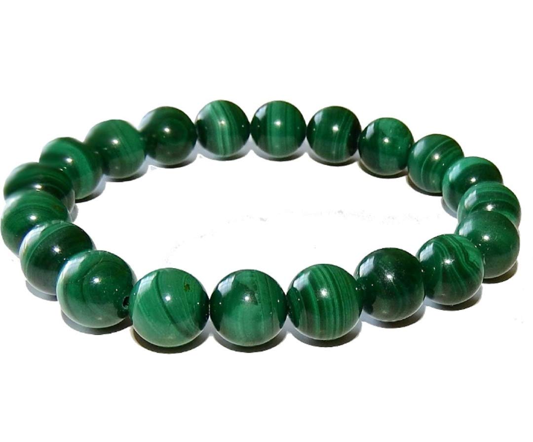 DHYANARSH Original Natural AAA Malachite Bracelet - Genuine Malachite Jewellery, Healing Stones and Crystals, Yoga Jewellery