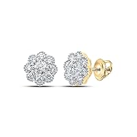 The Diamond Deal Yellow-tone Sterling Silver Womens Round Diamond Square Earrings 1/10 Cttw