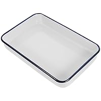 Enamelware Roasting Pan,White Enamel Baking Dish Lasagna Pan,Rectangular Serving Tray Food Container,30X20X5CM