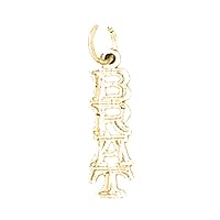 18K Yellow Gold Brat Saying Pendant, Made in USA