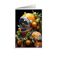 ARA STEP Unique All Occasions Astrounaut with FruitsGreeting Cards Assortment Vintage Aesthetic Notecards 3 (Astrounaut with Kumquat fruit 3, Set of 4 SIZE 148.5 x 210 mm / 5.8 x 8.3 inches)
