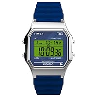 Timex 34 mm T80 Digital Dial Resin Strap Watch Blue One Size