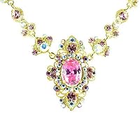 Pink on Gold Plated Vintage Style Necklace