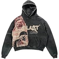 Y2K Hoodie Gothic Casual Alphabet Blast Print Pattern Skull Fashion Hoodie Men Harajuku Men Clothing