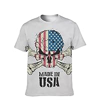 Unisex American USA Novelty T-Shirt Casual-Classic Funny Crewneck Short-Sleeve: Funny 3D Skull Lightweight Shirts Sport Fit
