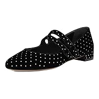 XYD Women Ankle Two Straps Mary Jane Flats Ballerinas Closed Round Toe Slip On Cute Ballet Dance Dress Casual Date Shoes