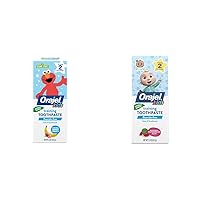 Orajel Kids Elmo & CoComelon Training Toothpastes Fluoride-Free 1.5oz Tubes - #1 Pediatrician Recommended