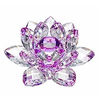 Amlong Crystal Hue Reflection Crystal Lotus Flower with Gift Box, Purple, 3 Inch