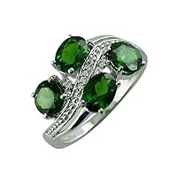 1.77 Carat Chrome Diopside Round Shape Natural Non-Treated Gemstone 10K White Gold Ring Engagement Jewelry for Women & Men