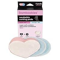 Bamboobies Women’s Nursing Pads, Reusable and Washable, Pink Regular and Blue Overnight, Variety Pack, Leak-Proof Pads for Breastfeeding, 2 Pairs