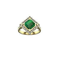 1.60 Ctw Natural Zambian Emerald And Diamond Party Wear Ring