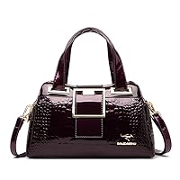 Handbag Crossbody Bags For Women New Crocodile Pattern Leather Shoulder Bags Casual Tote (Purple Red)